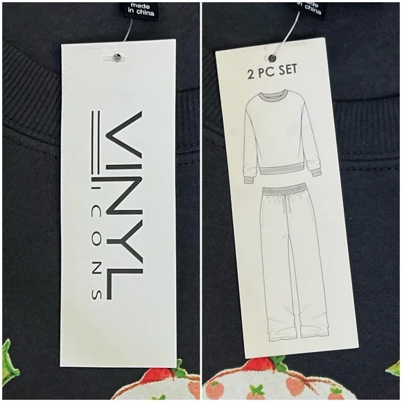 NWT Strawberry Shortcake Dark Grey 2 Piece Sweatsuit TikTok Famous/Viral Trend - Picture 11 of 12